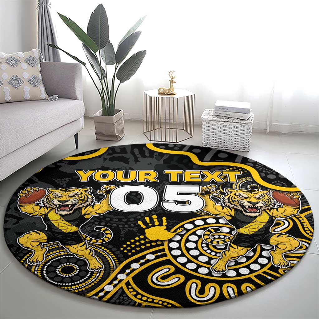 Custom Richmond Football Round Carpet Aboriginal Dot Art Pattern
