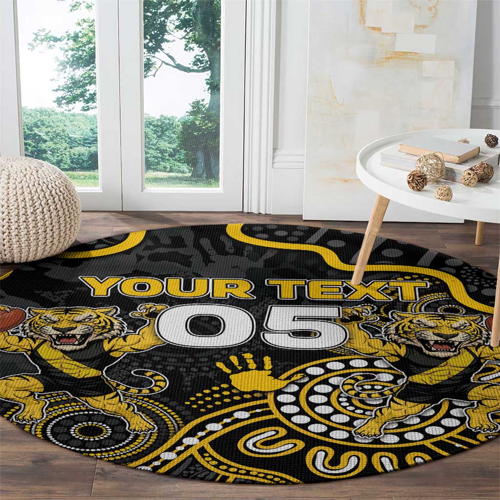 Custom Richmond Football Round Carpet Aboriginal Dot Art Pattern