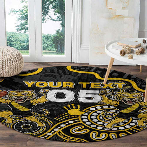 Custom Richmond Football Round Carpet Aboriginal Dot Art Pattern