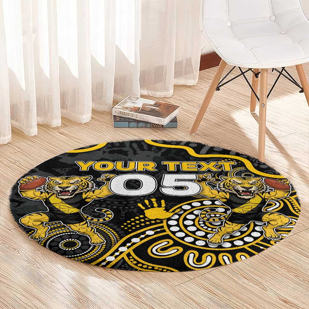 Custom Richmond Football Round Carpet Aboriginal Dot Art Pattern