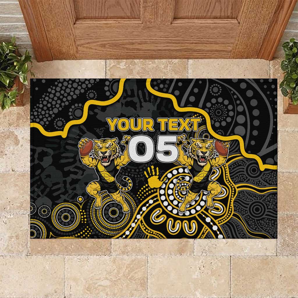 Custom Richmond Football Rubber Doormat Aboriginal Dot Art Pattern