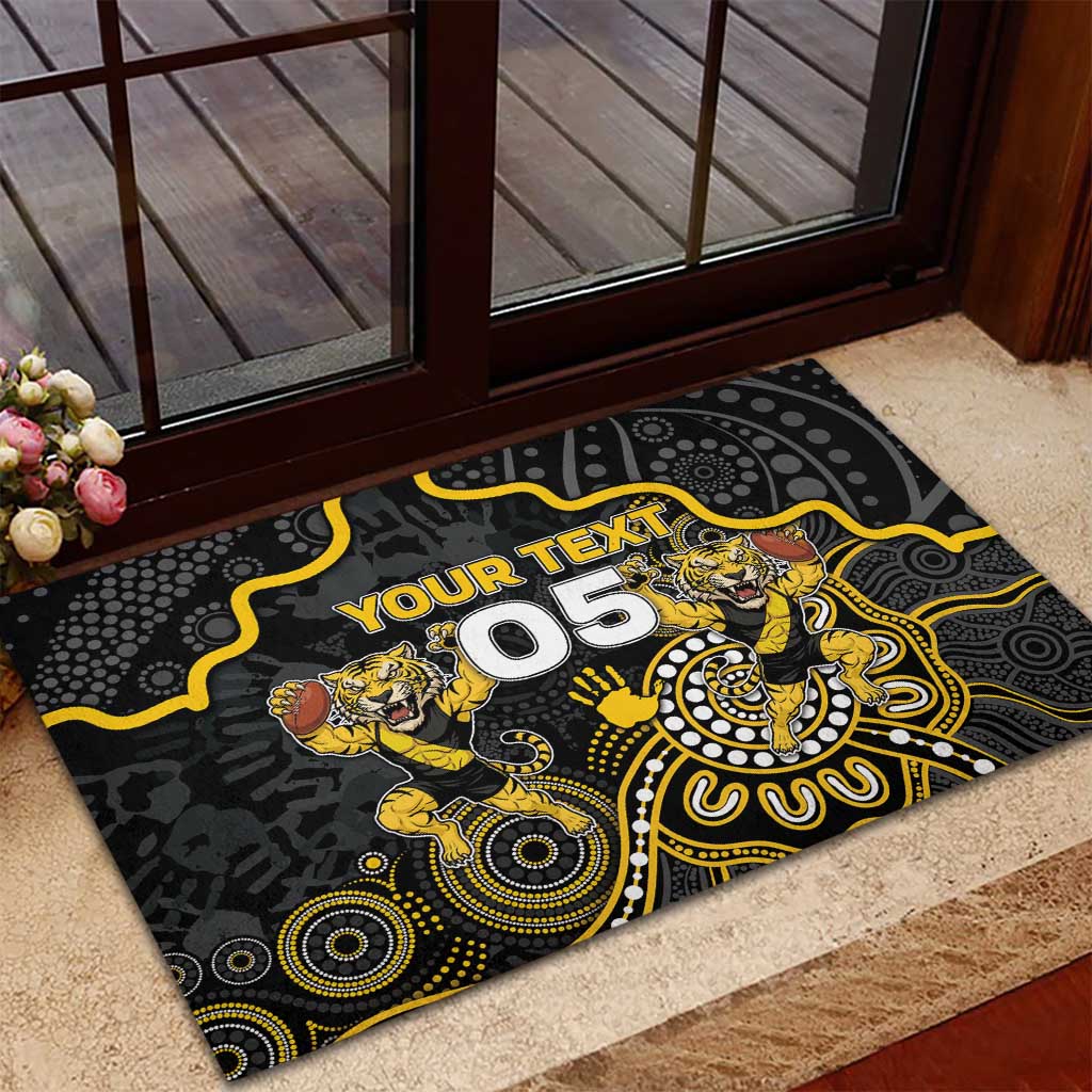 Custom Richmond Football Rubber Doormat Aboriginal Dot Art Pattern