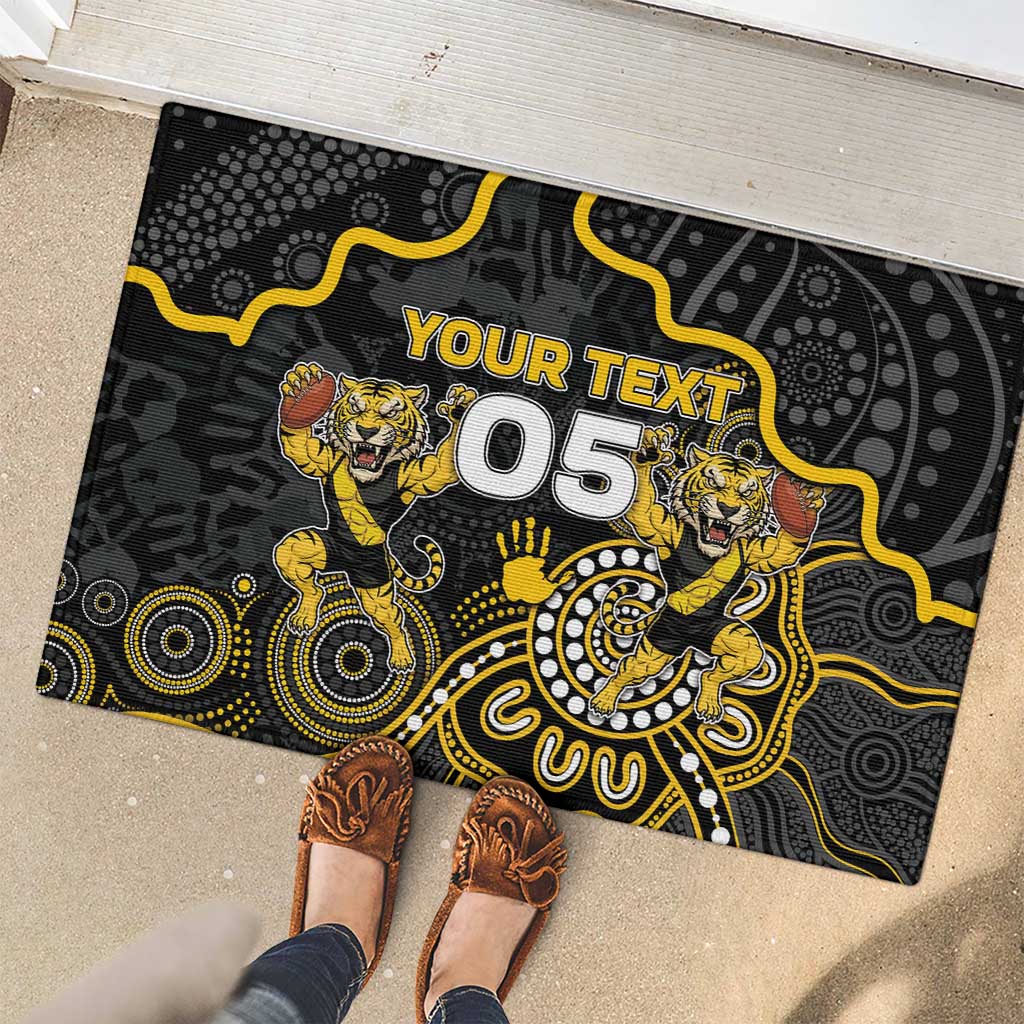 Custom Richmond Football Rubber Doormat Aboriginal Dot Art Pattern