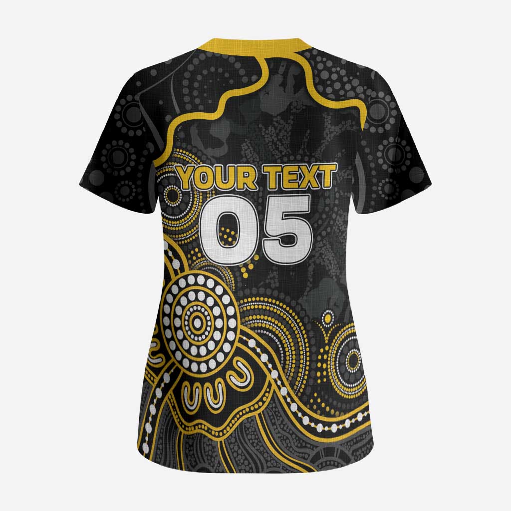 Custom Richmond Football Scrub Top Aboriginal Dot Art Pattern