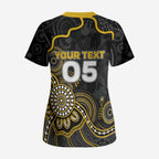 Custom Richmond Football Scrub Top Aboriginal Dot Art Pattern
