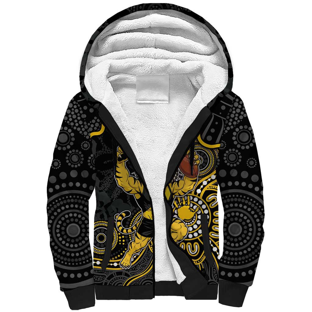 Custom Richmond Football Sherpa Hoodie Aboriginal Dot Art Pattern