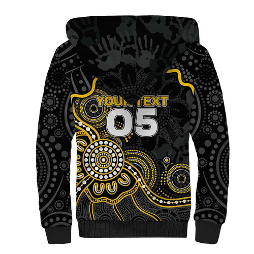 Custom Richmond Football Sherpa Hoodie Aboriginal Dot Art Pattern
