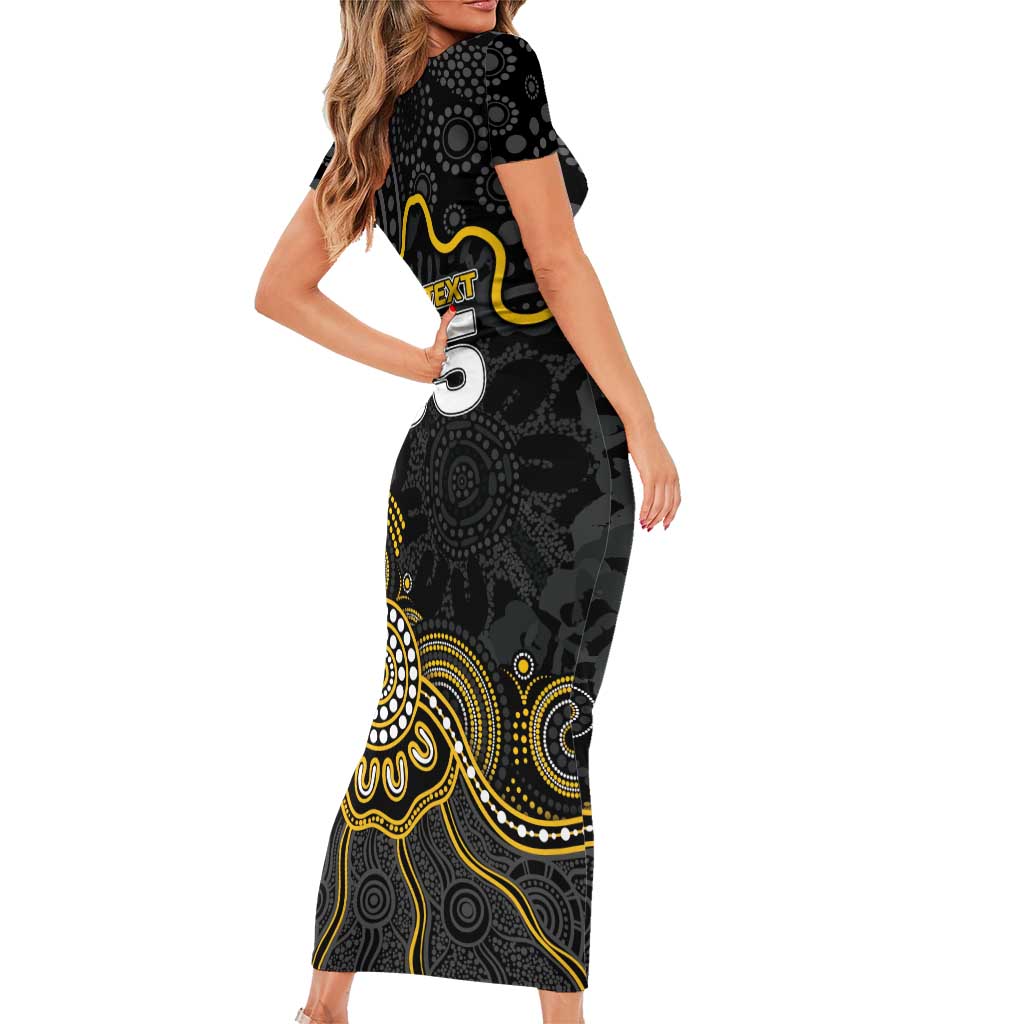 Custom Richmond Football Short Sleeve Bodycon Dress Aboriginal Dot Art Pattern