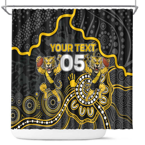 Custom Richmond Football Shower Curtain Aboriginal Dot Art Pattern