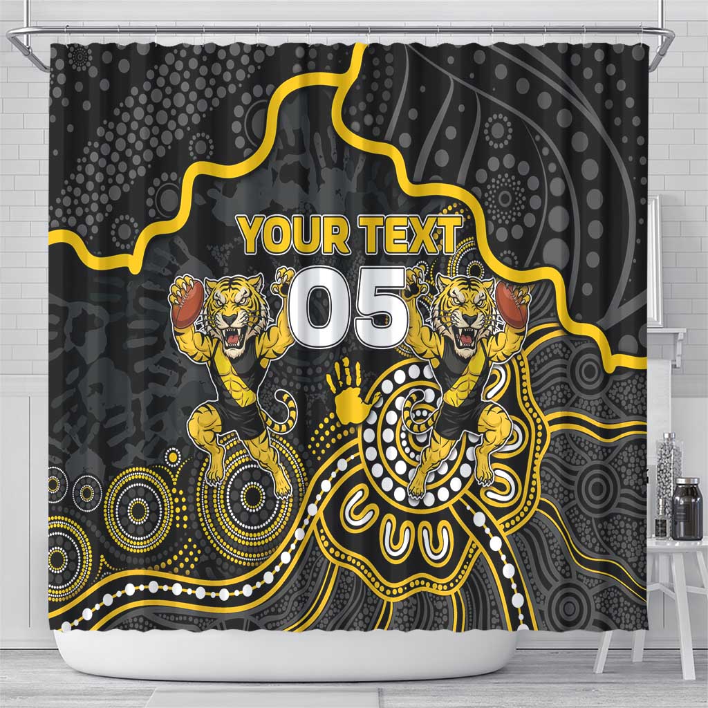 Custom Richmond Football Shower Curtain Aboriginal Dot Art Pattern