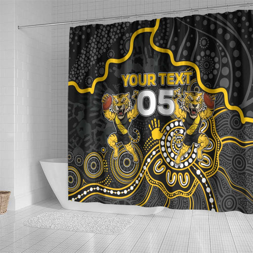 Custom Richmond Football Shower Curtain Aboriginal Dot Art Pattern