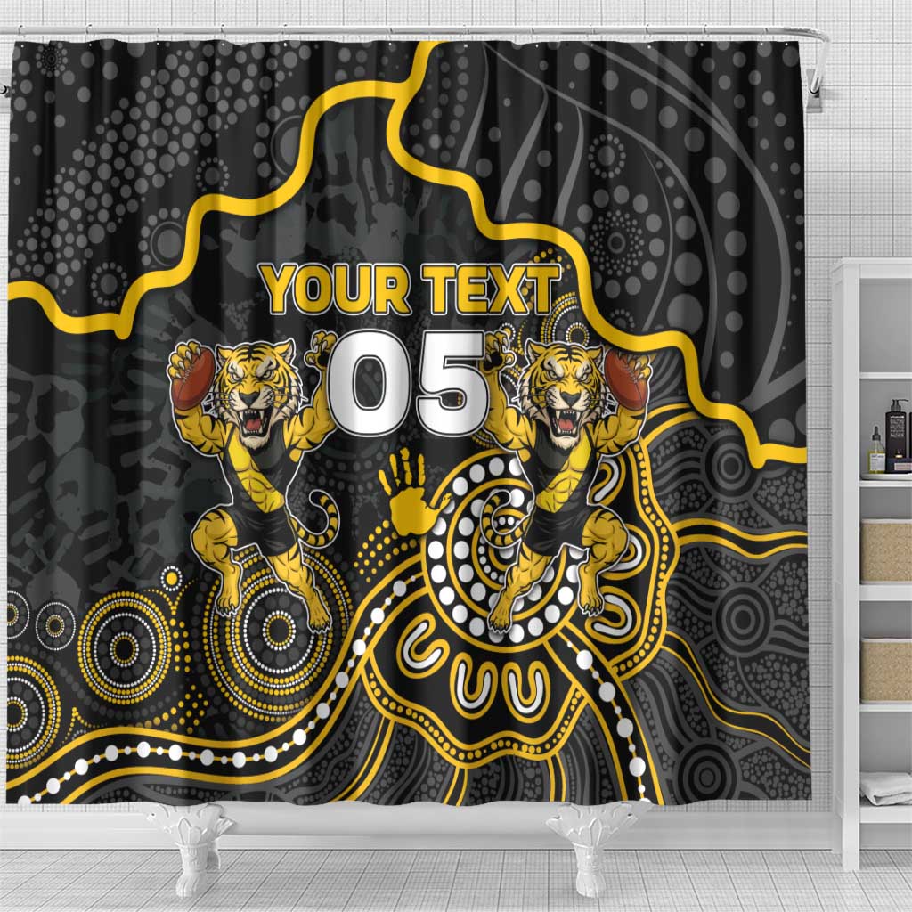 Custom Richmond Football Shower Curtain Aboriginal Dot Art Pattern