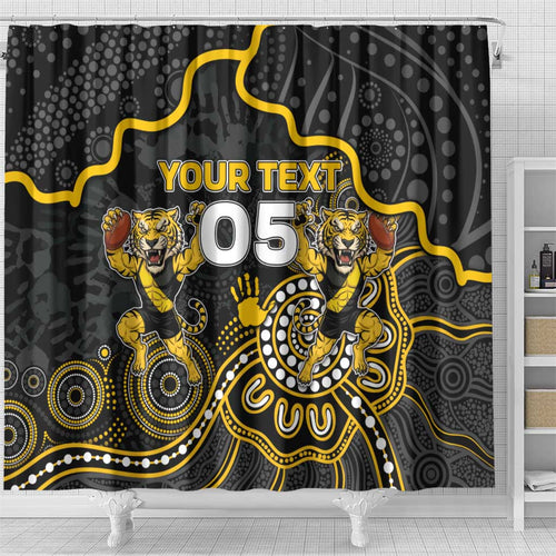Custom Richmond Football Shower Curtain Aboriginal Dot Art Pattern