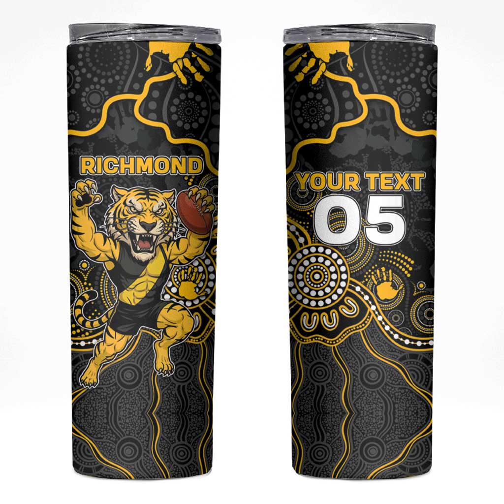 Custom Richmond Football Skinny Tumbler Aboriginal Dot Art Pattern