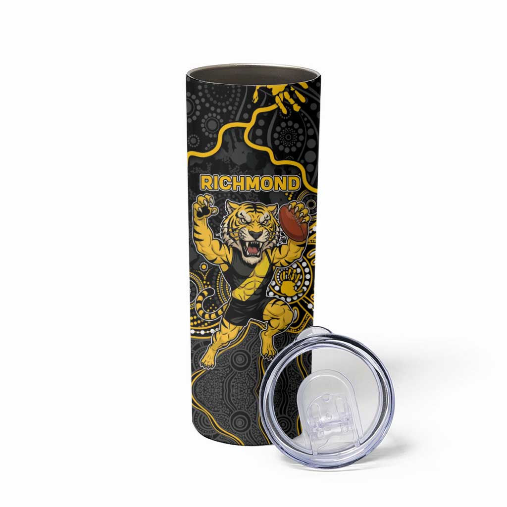 Custom Richmond Football Skinny Tumbler Aboriginal Dot Art Pattern
