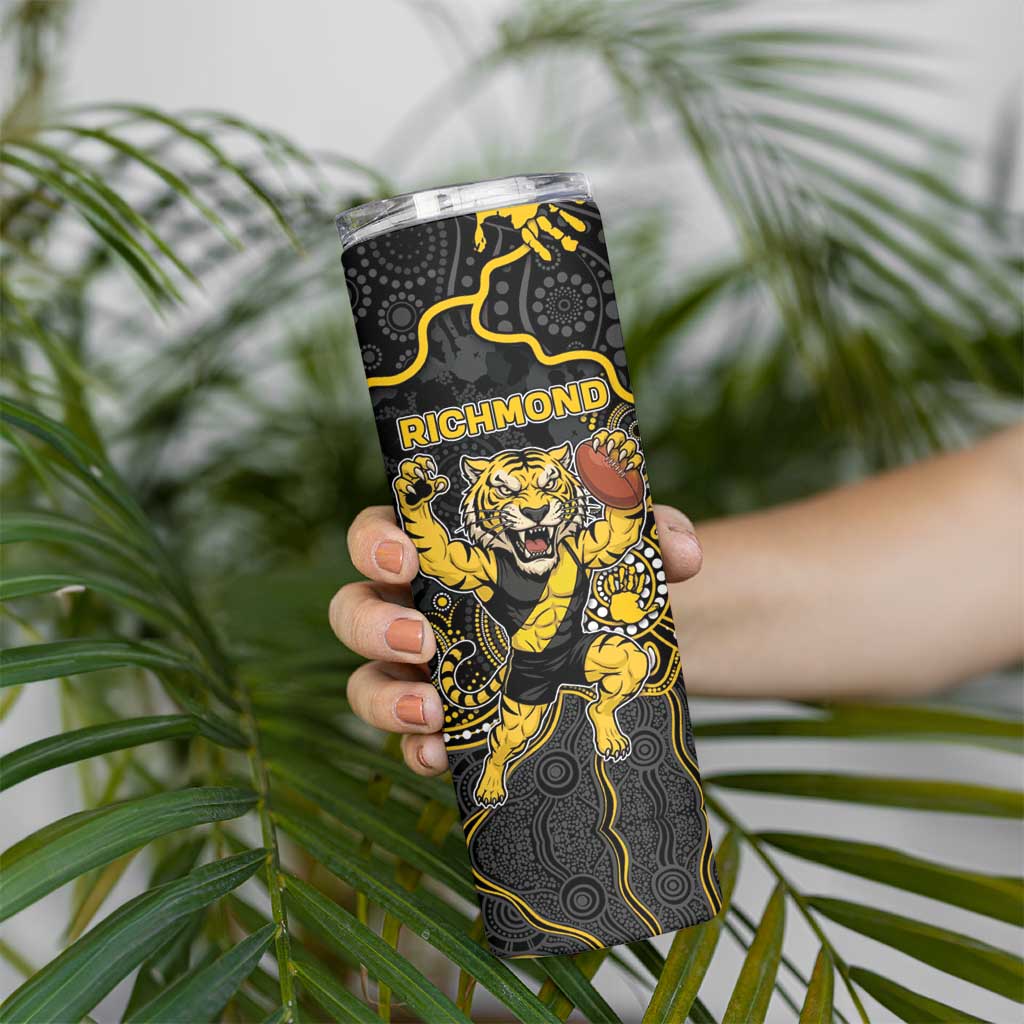 Custom Richmond Football Skinny Tumbler Aboriginal Dot Art Pattern