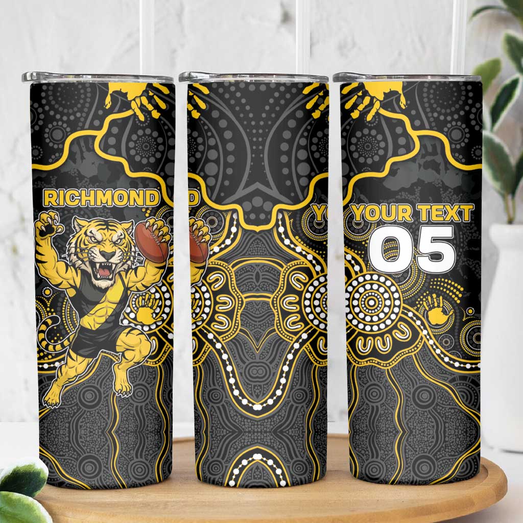 Custom Richmond Football Skinny Tumbler Aboriginal Dot Art Pattern