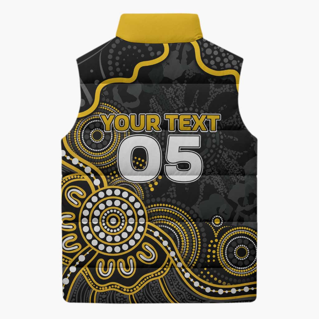 Custom Richmond Football Sleeveless Puffer Jacket Aboriginal Dot Art Pattern