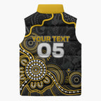 Custom Richmond Football Sleeveless Puffer Jacket Aboriginal Dot Art Pattern