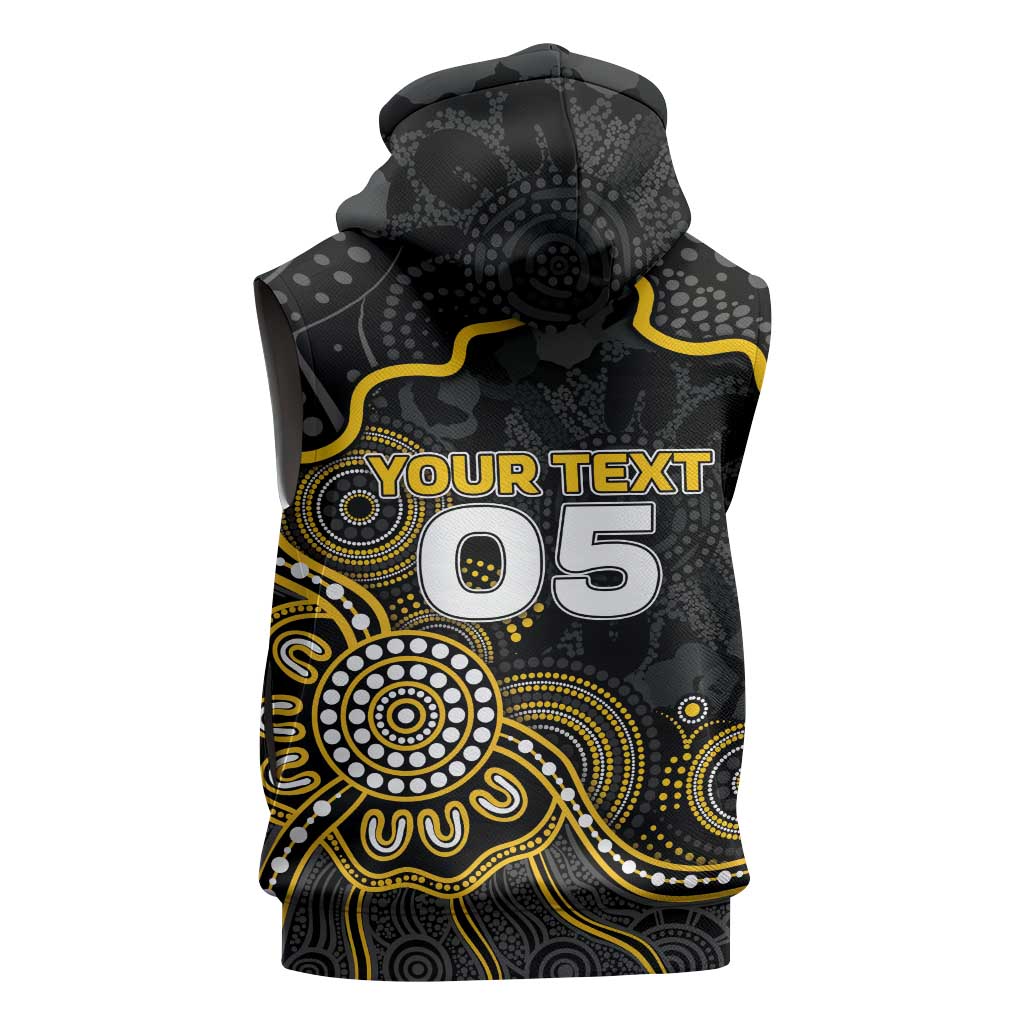 Custom Richmond Football Sleeveless Zip Hoodie Aboriginal Dot Art Pattern
