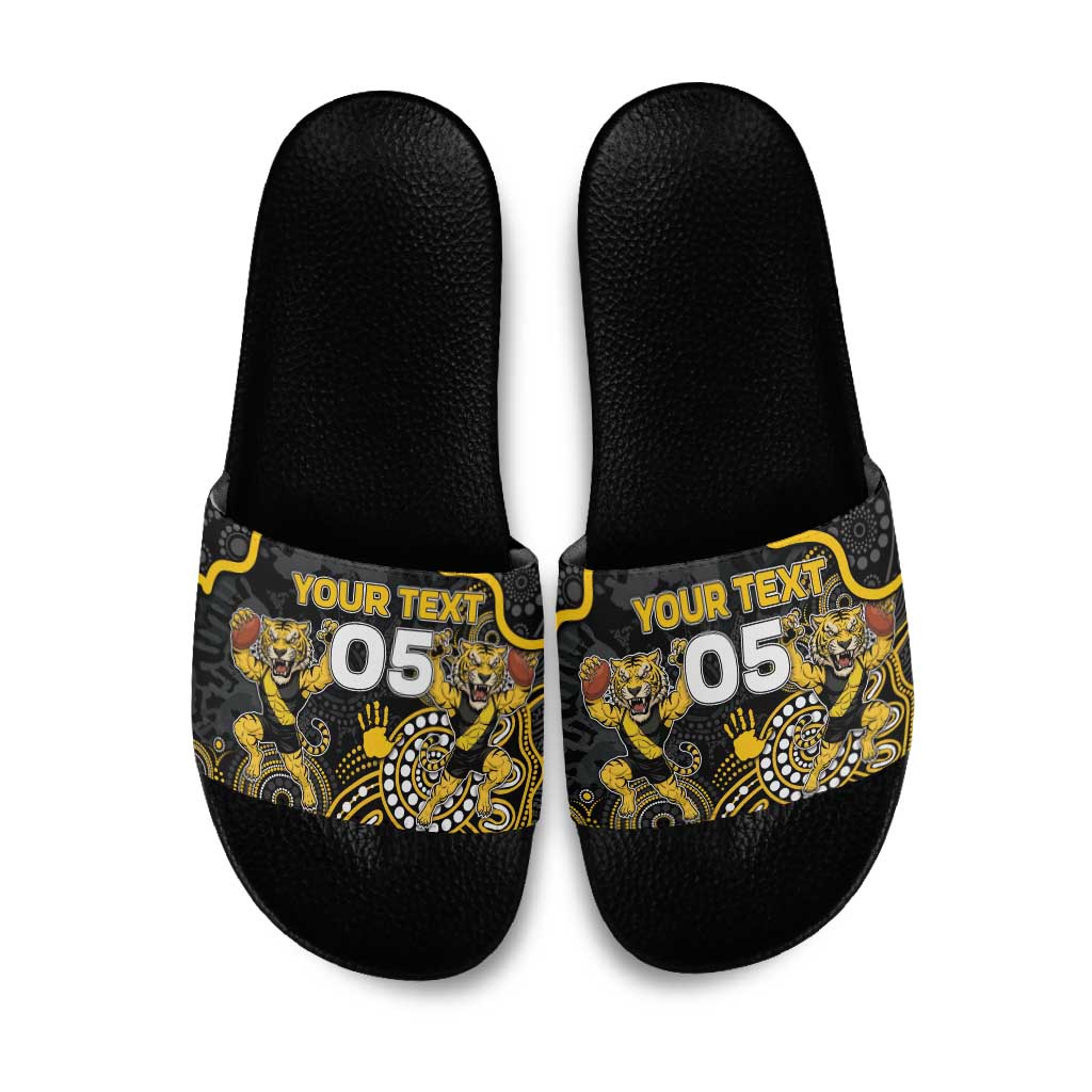 Custom Richmond Football Slide Sandals Aboriginal Dot Art Pattern