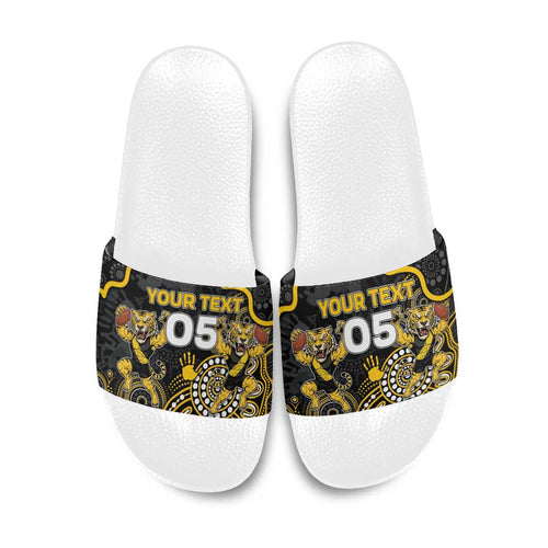 Custom Richmond Football Slide Sandals Aboriginal Dot Art Pattern