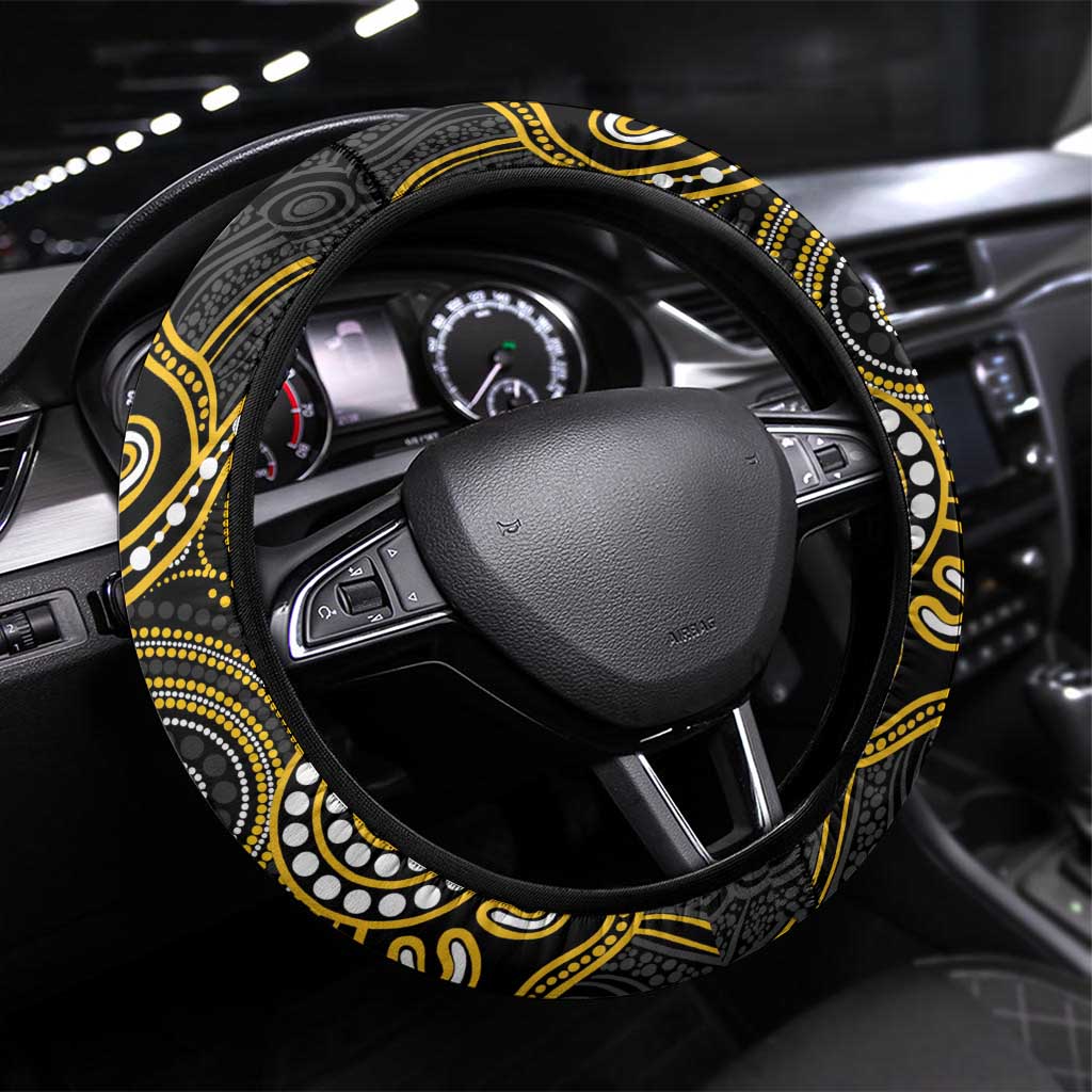 Richmond Football Steering Wheel Cover Aboriginal Dot Art Pattern