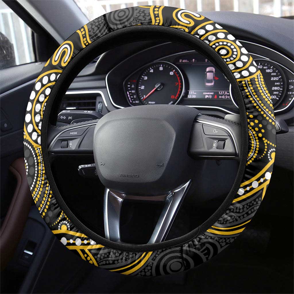 Richmond Football Steering Wheel Cover Aboriginal Dot Art Pattern