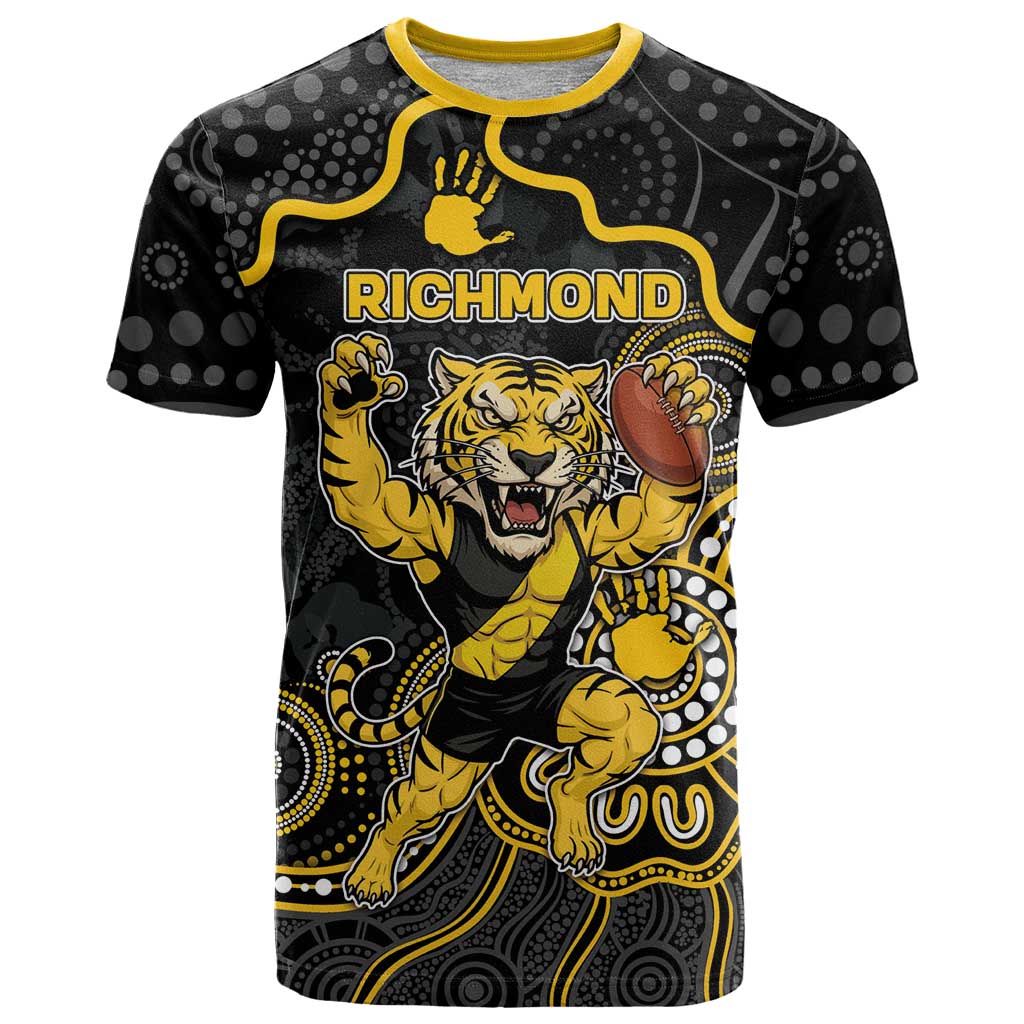 Custom Richmond Football T Shirt Aboriginal Dot Art Pattern