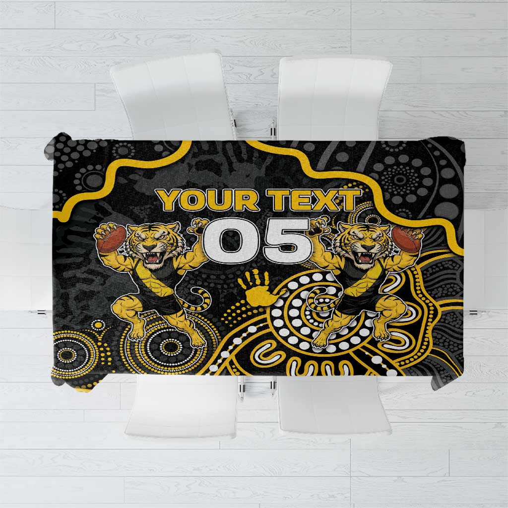 Custom Richmond Football Tablecloth Aboriginal Dot Art Pattern
