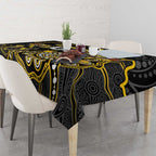Custom Richmond Football Tablecloth Aboriginal Dot Art Pattern