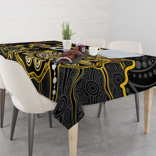 Custom Richmond Football Tablecloth Aboriginal Dot Art Pattern
