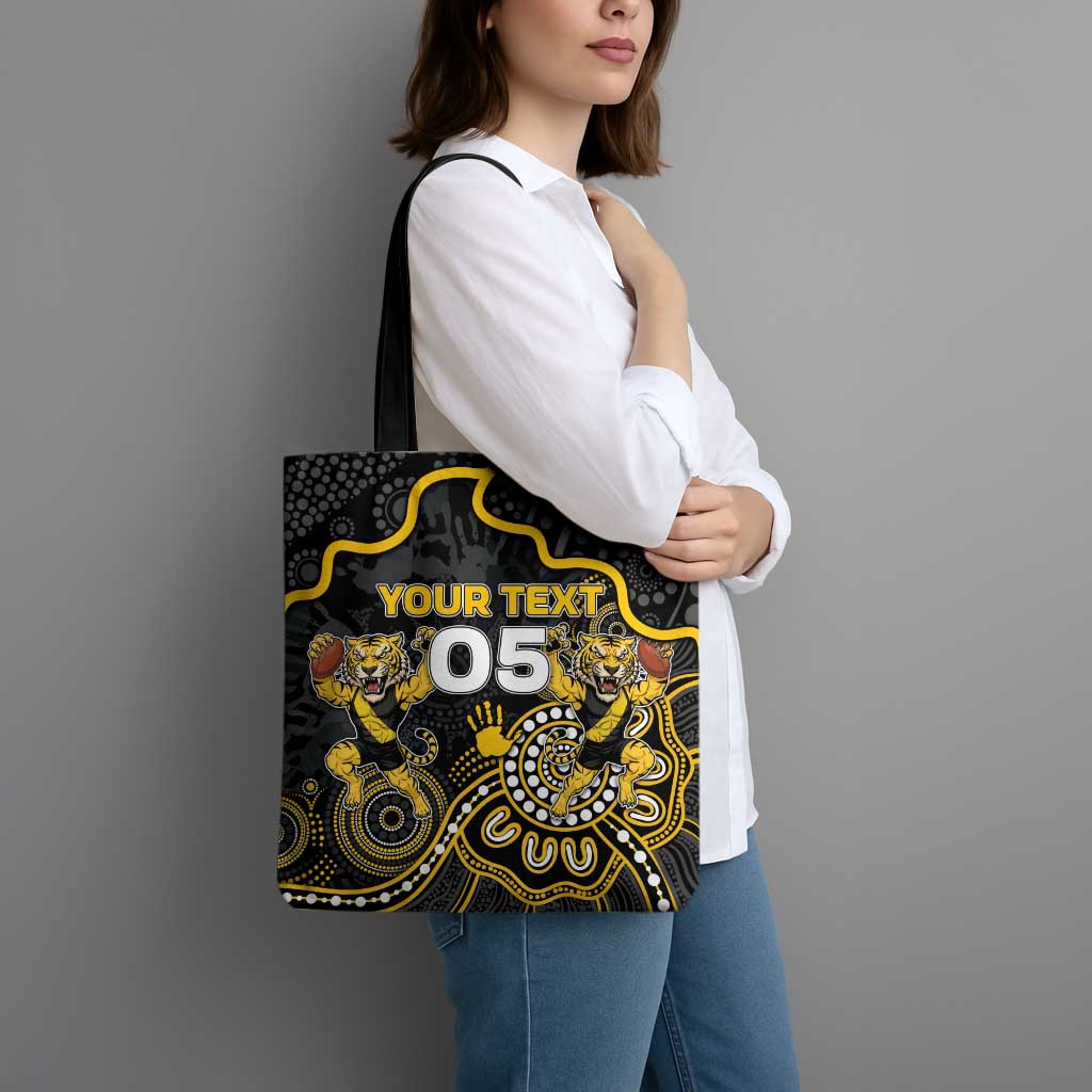 Custom Richmond Football Tote Bag Aboriginal Dot Art Pattern