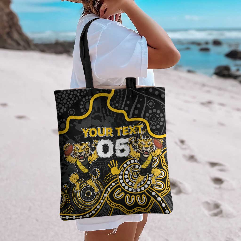 Custom Richmond Football Tote Bag Aboriginal Dot Art Pattern