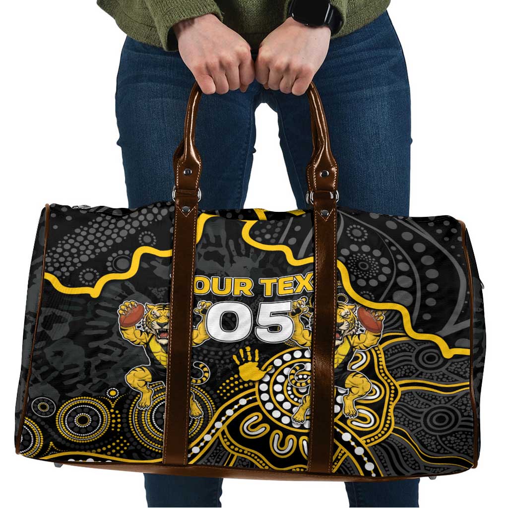 Custom Richmond Football Travel Bag Aboriginal Dot Art Pattern
