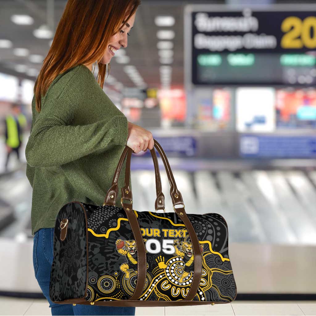 Custom Richmond Football Travel Bag Aboriginal Dot Art Pattern