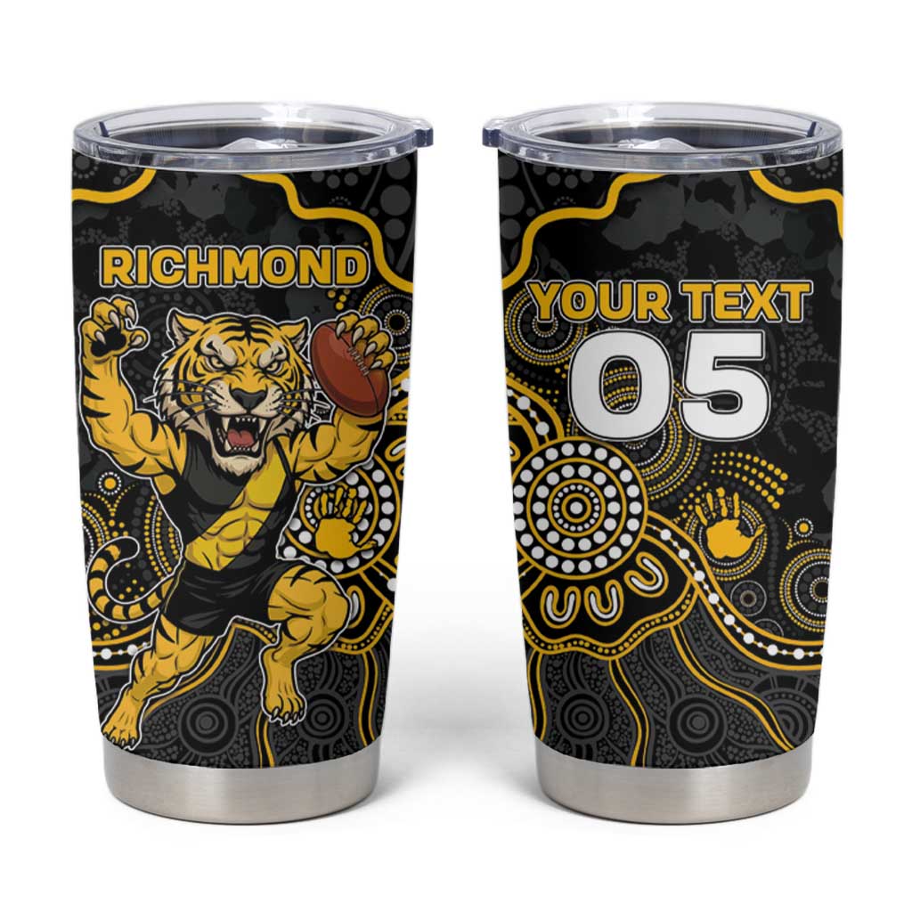 Custom Richmond Football Tumbler Cup Aboriginal Dot Art Pattern