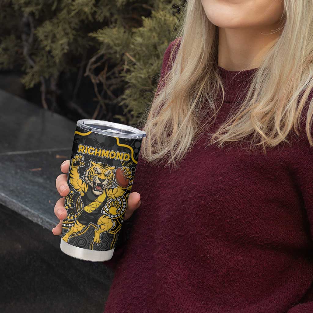 Custom Richmond Football Tumbler Cup Aboriginal Dot Art Pattern