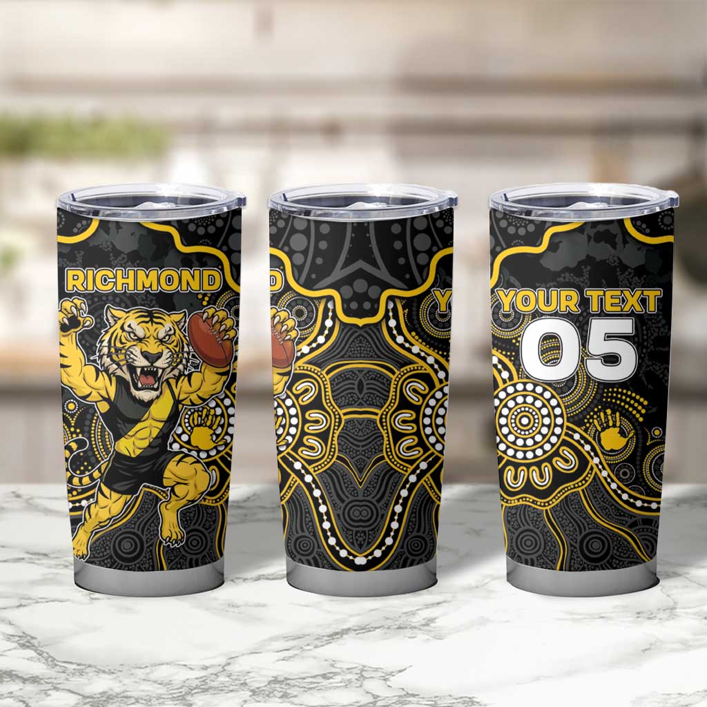 Custom Richmond Football Tumbler Cup Aboriginal Dot Art Pattern