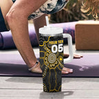 Custom Richmond Football Tumbler With Handle Aboriginal Dot Art Pattern
