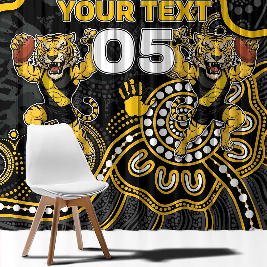 Custom Richmond Football Window Curtain Aboriginal Dot Art Pattern