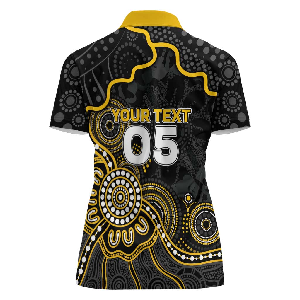 Custom Richmond Football Women Polo Shirt Aboriginal Dot Art Pattern