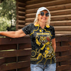 Custom Richmond Football Women Polo Shirt Aboriginal Dot Art Pattern