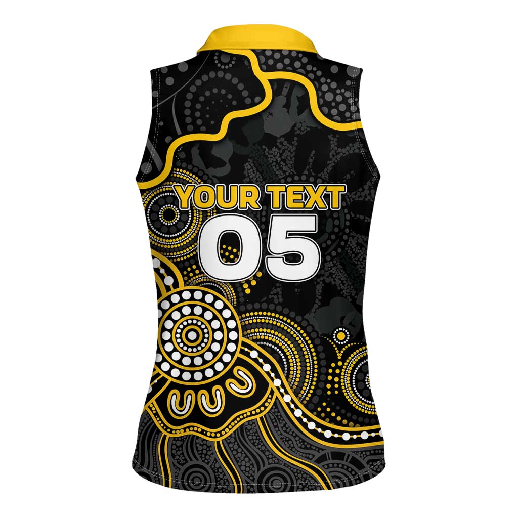 Custom Richmond Football Women Sleeveless Polo Shirt Aboriginal Dot Art Pattern