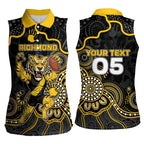 Custom Richmond Football Women Sleeveless Polo Shirt Aboriginal Dot Art Pattern