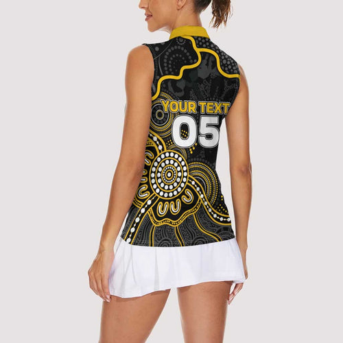 Custom Richmond Football Women Sleeveless Polo Shirt Aboriginal Dot Art Pattern
