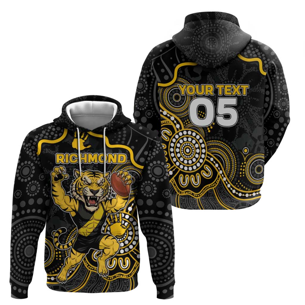 Custom Richmond Football Zip Hoodie Aboriginal Dot Art Pattern
