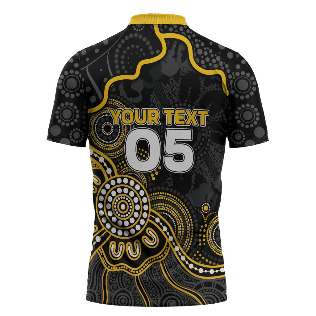 Custom Richmond Football Zipper Polo Shirt Aboriginal Dot Art Pattern