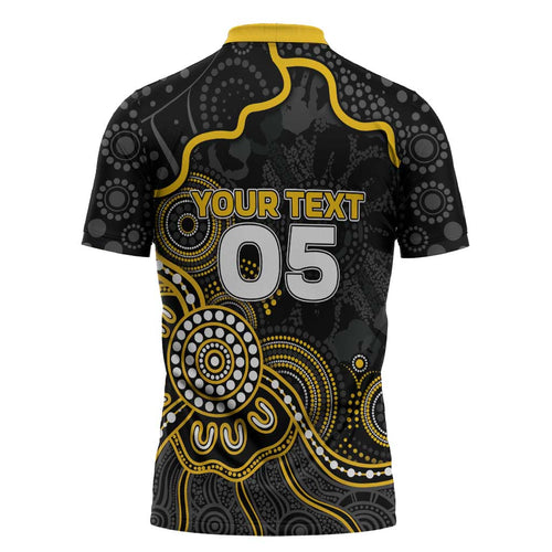 Custom Richmond Football Zipper Polo Shirt Aboriginal Dot Art Pattern