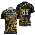 Custom Richmond Football Zipper Polo Shirt Aboriginal Dot Art Pattern